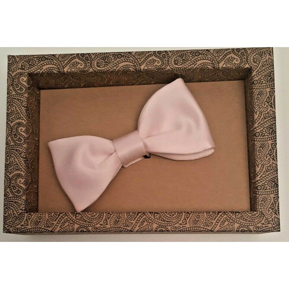 Mens Pink Bow Tie Pre-Tied Silk Classic Formal Luxury Wedding Prom Structured